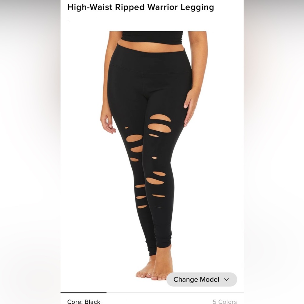 *SOLD* Alo Yoga, NEW High-Waist Ripped Warrior Legging, Black, Large